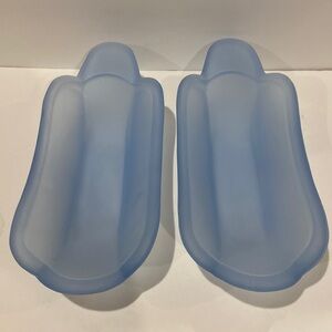 Vintage Indians Glass Frosted/Satin Blue Banana Split/Corn on the Cob Dishes